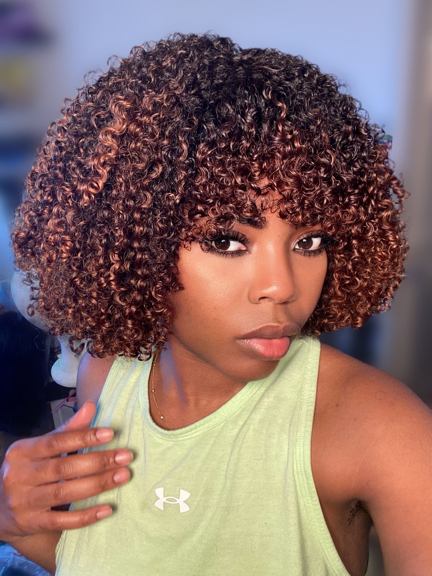 Kinky curly bang