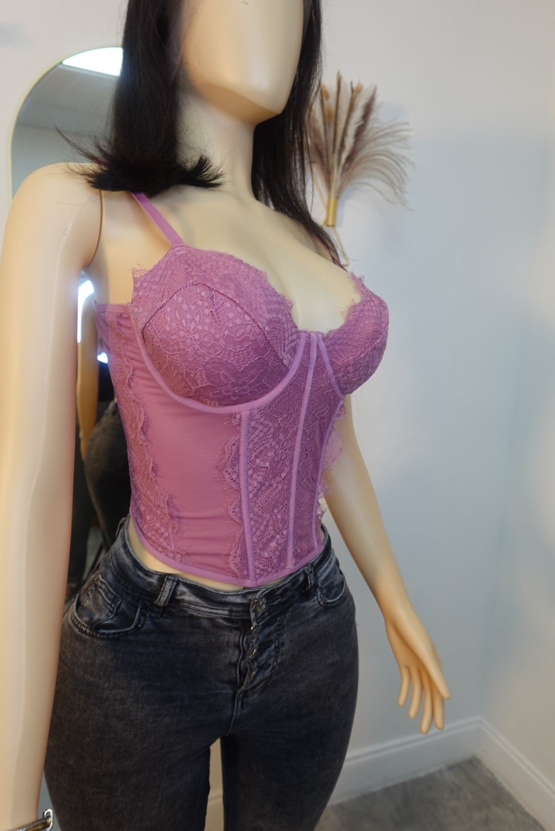 Pink mesh corset top
