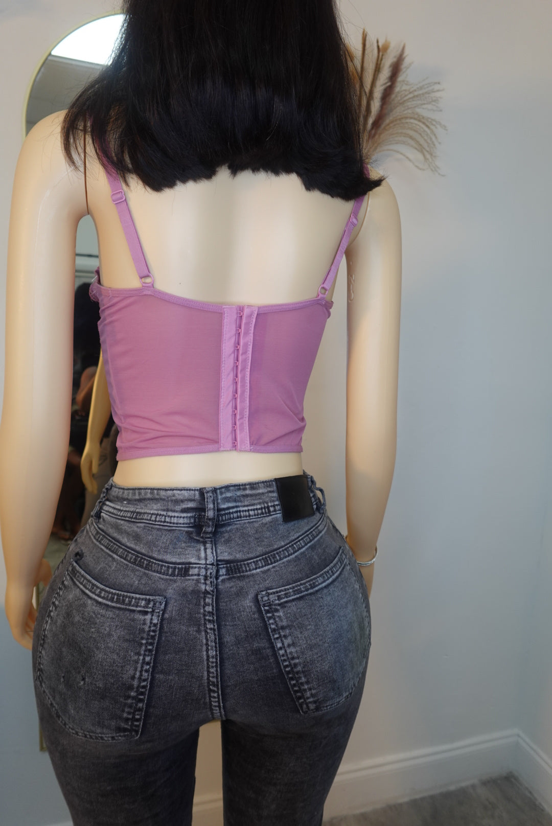 Pink mesh corset top