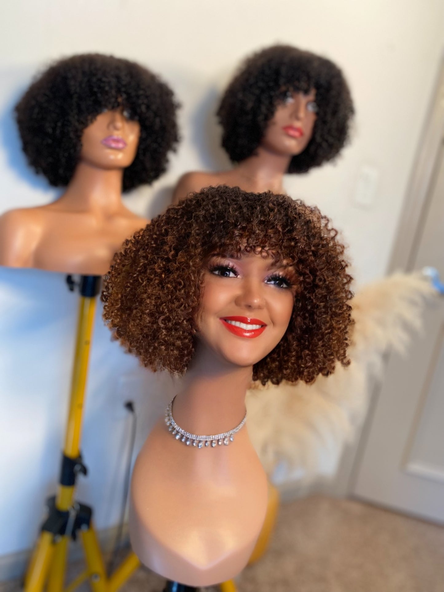 Kinky curly bang