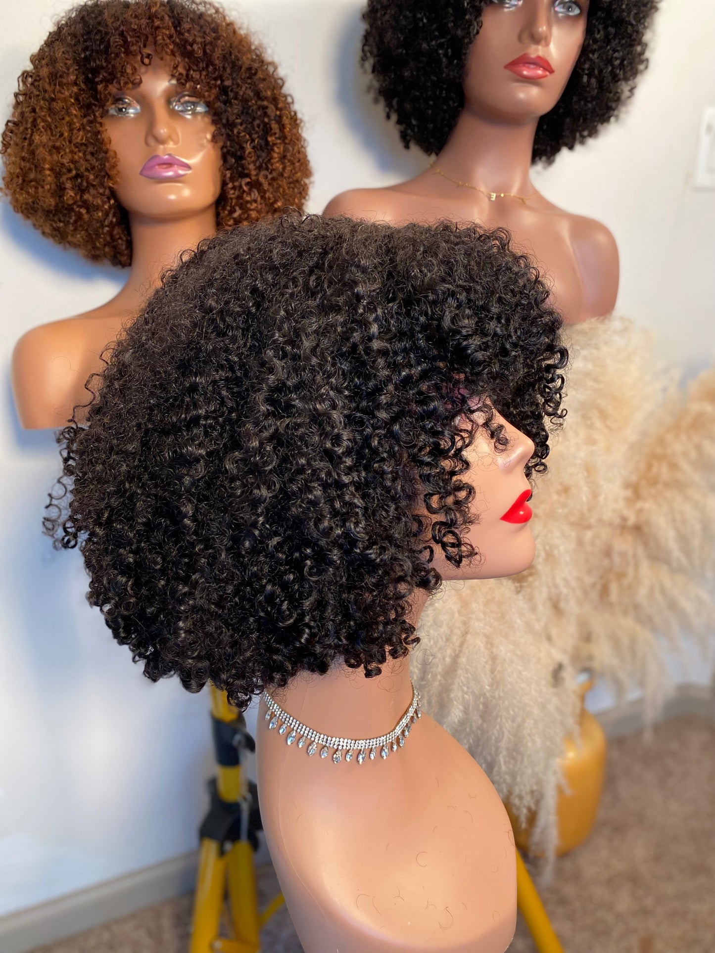 Kinky curly bang