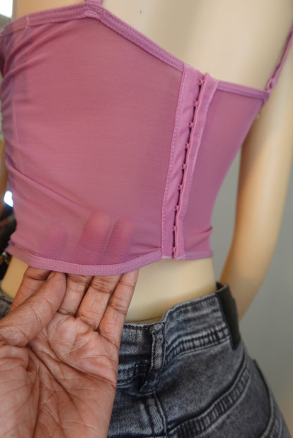 Pink mesh corset top