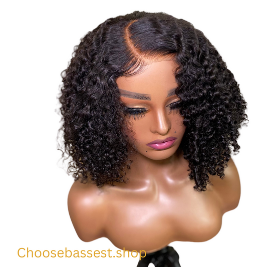 5*4 virgin Indian kinky curly glueless , pre plucked pre bleach pre-cut